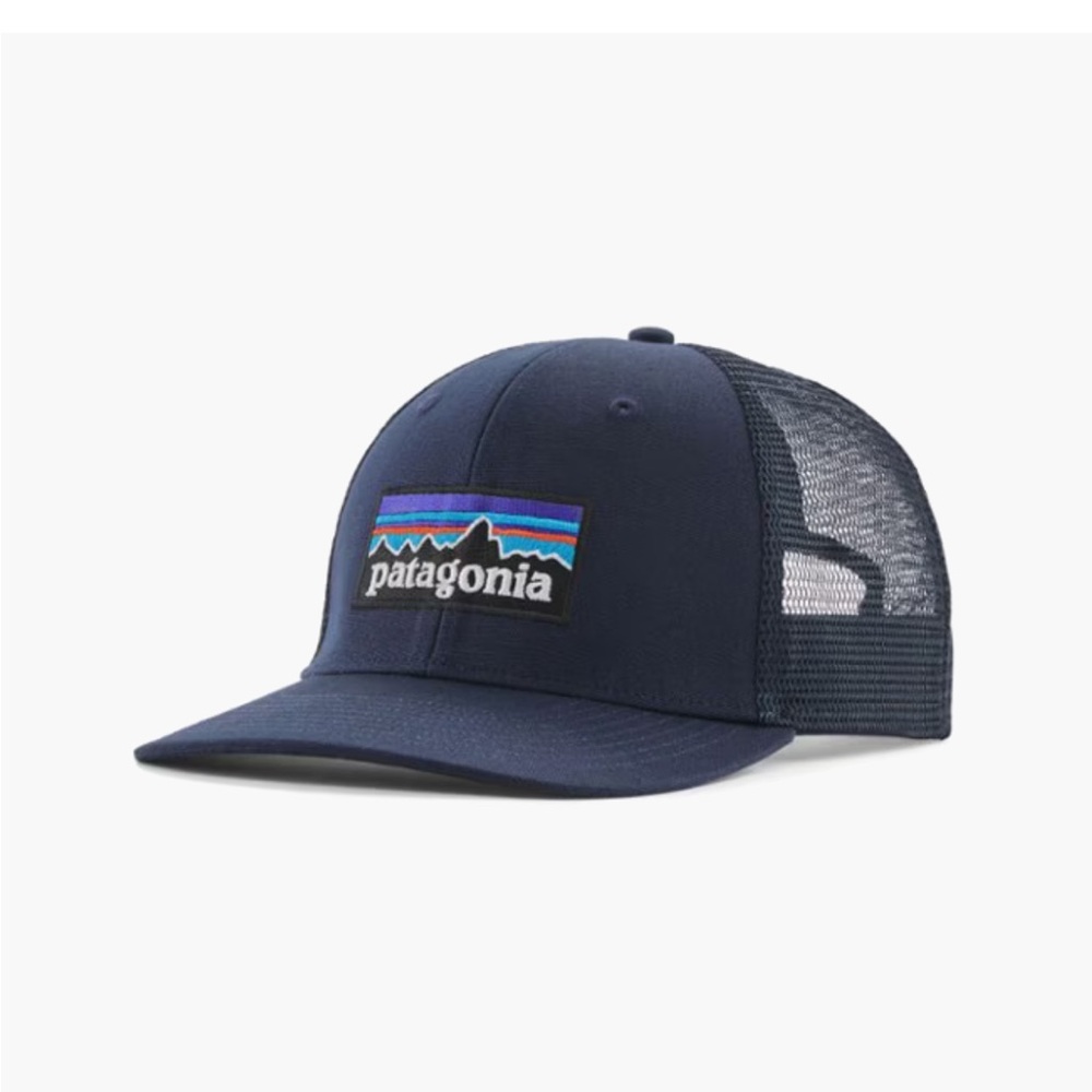 Patagonia Men’s Hat Baseball Cap P-6 Logo Trucker Hat Navy Blue